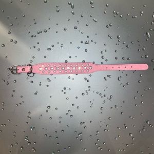 Pink Crystal Jeweled Studded Dog Collar 12” x 1” Silver Hardware NWOT